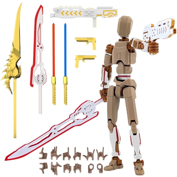 Christmas 3D Printed Action Figure Multi-Jointed Mobile Robot Model with Interchangeable Hands for Desktop Decoration and Creative Stress Relief