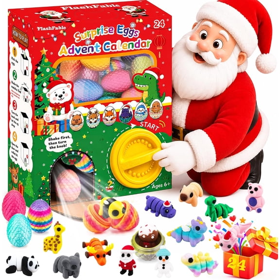 Christmas 3D Printed Advent Calendar 2026, 24 Days Surprise Dragon Eggs with Mini Animals, 3D Printed Animals Advent Calendar, Xmas Countdown Vending Machine,Christmas Stocking Stuffers forTeens