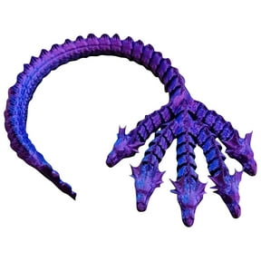 Christmas 3D Printed Five Headed Dragon Articulated Action Figure Flexible Mythical Creature Model for Collection Home Decor, Laser Purple 14 Inch