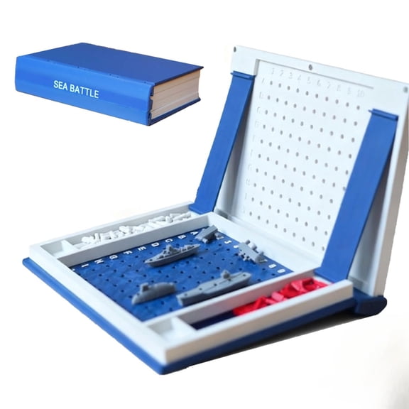Christmas 3D Printed Naval Warfare Board Game Portable Magnetic Book Design Strategy Battle Game for Adults Interactive Indoor Tactical Wordplay Activity, 9x7 Inch