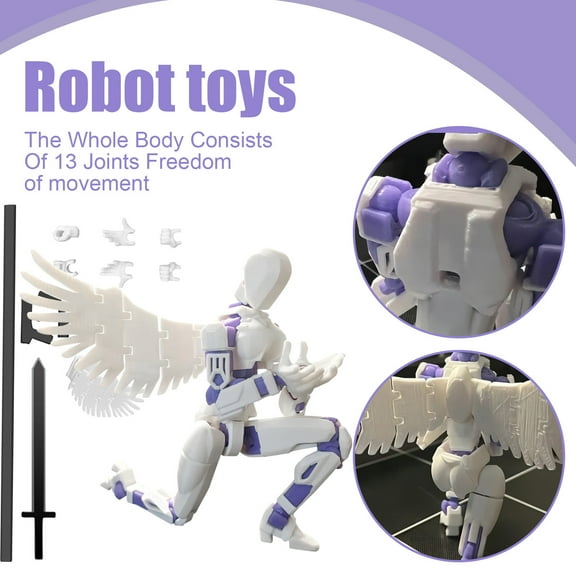 Christmas 3D Printed Poseable Action Figure Fully Movable Articulated Robot Dummy with Interchangeable Hands for Desktop Display and Artistic Reference