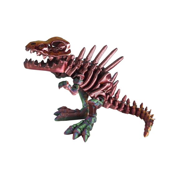 Christmas 3D Printed Spinosaurus Skeleton Toy with Movable Joints Realistic Dinosaur Fossil Figurine for Home Desk office Decor Stress Relief Educational Science Gift, Brown 5 Inch