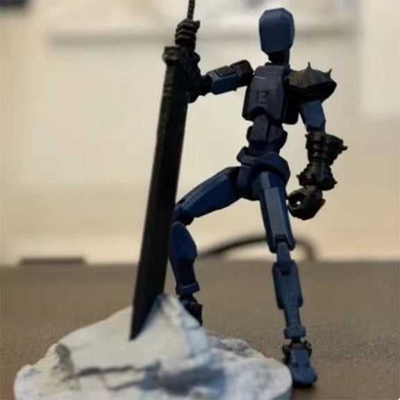 Christmas 3D Printed Titan Action Figure Special forces Samurai Style Multi Jointed Movable Robot Model for Desktop Decoration, Black