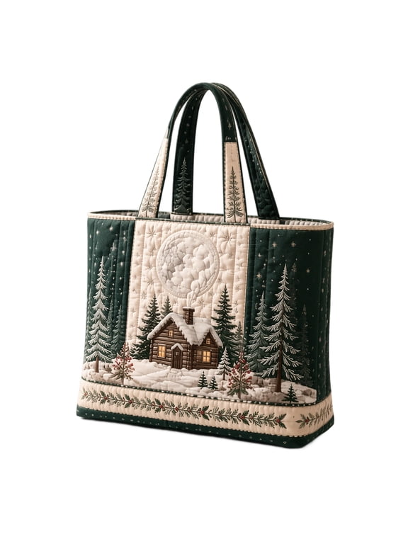 Christmas 3D Printed Tote Bag Large Capacity Shopping Handbag for Women Quilted Holiday Pattern Carry Bag 43 x 40 x 10cm