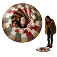 thumbnail image 1 of Christmas 3D Rug, Christmas Optical Illusion Area Mat Optical Illusion Floor Mat With Depth Pattern, Funny Round Floor Carpet For Porch Holiday Entryway Living Room Santa Claus, 1 of 7