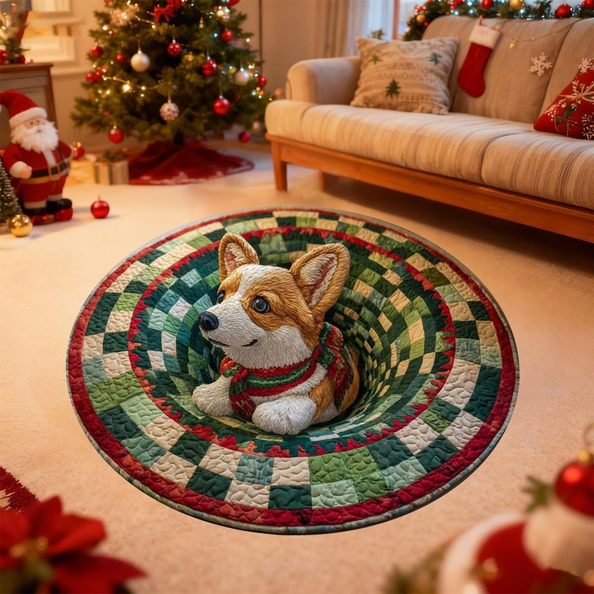 Christmas 3D Rug β Christmas Optical Illusion Rugs, Round Swirl Rug ...
