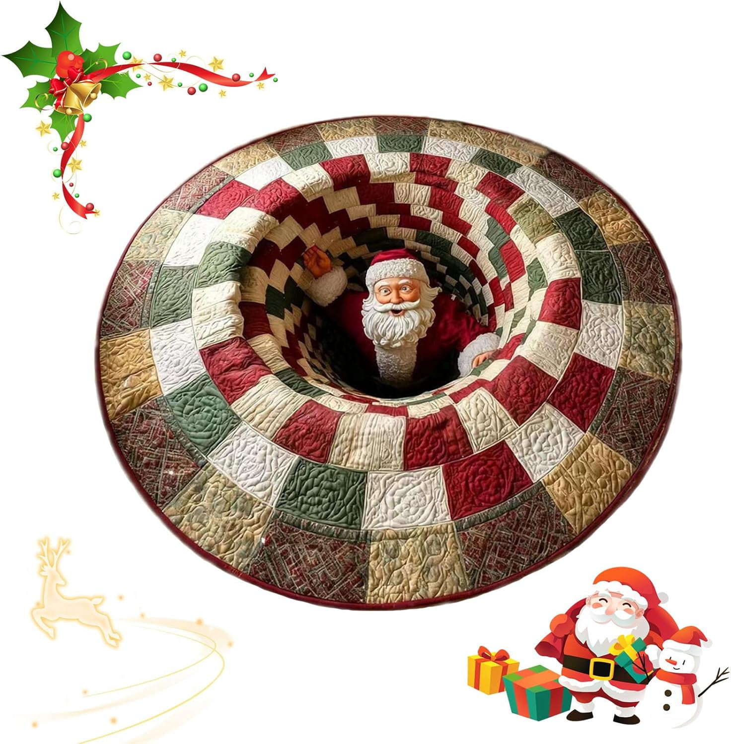 Christmas 3D Rug – Christmas Optical Illusion Rugs, Santa Claus Quilted ...