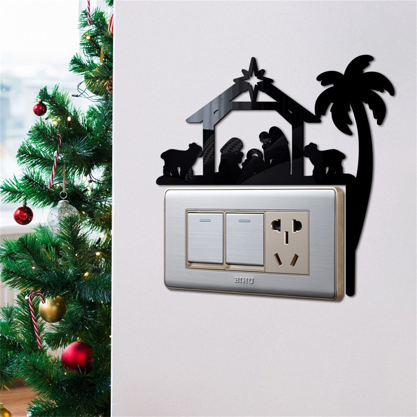 Christmas 3D Sleigh Acrylic Sticker Home Decorative Wall Sticker Door