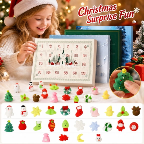 Christmas 3D Squeeze Toys Featuring Christmas Theme Designs with 24Pc Resin Figures, Relaxation Toys Adults and Sensory Toys for Student for Desk Toys for Office for Adults,
