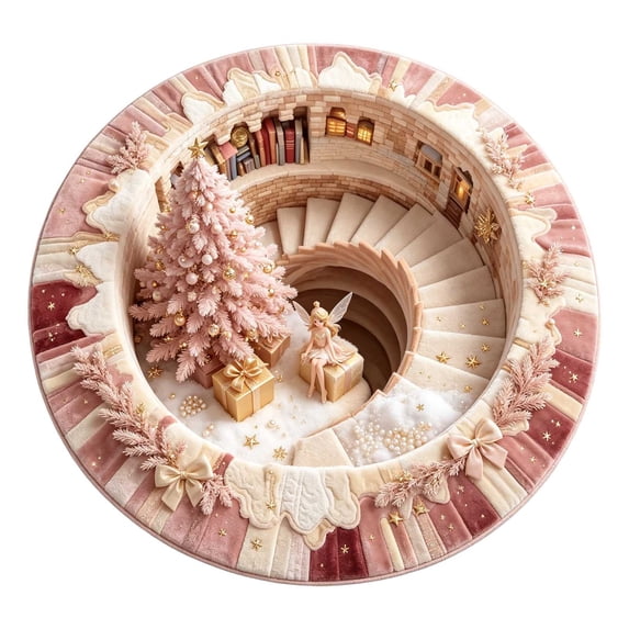 Christmas 3D Vortex Illusion Round Rug, Nonâ Optical Illusion Floor Mat, Winter Holiday Pattern Carpet for Xmas Indoor Home Decor 100cm