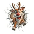 thumbnail image 1 of Christmas 3D Wall Stickers, Cartoon Cute Elk Santa Breaking Through Wall Design, Removable Window Clings, Holiday Party Home Decorations -1Pcs, 1 of 6