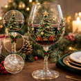 thumbnail image 1 of Christmas 3D Wine Glass Collection Gift Box Set, Raised Holiday Wine Glass with Santa Snowman Tree Wreath Stocking Reindeer Designs, Festive Drinkware for Christmas Parties, 1 of 7