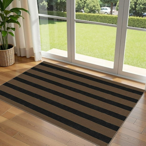 Christmas 3x5 Entry Rug - Small Washable Indoor Outdoor Mats for Front Door Non-Slip Porch Rug Holiday Tartan Plaid Throw Rugs for Living Room Bedroom Entryway Kitchen Office Porch Decor