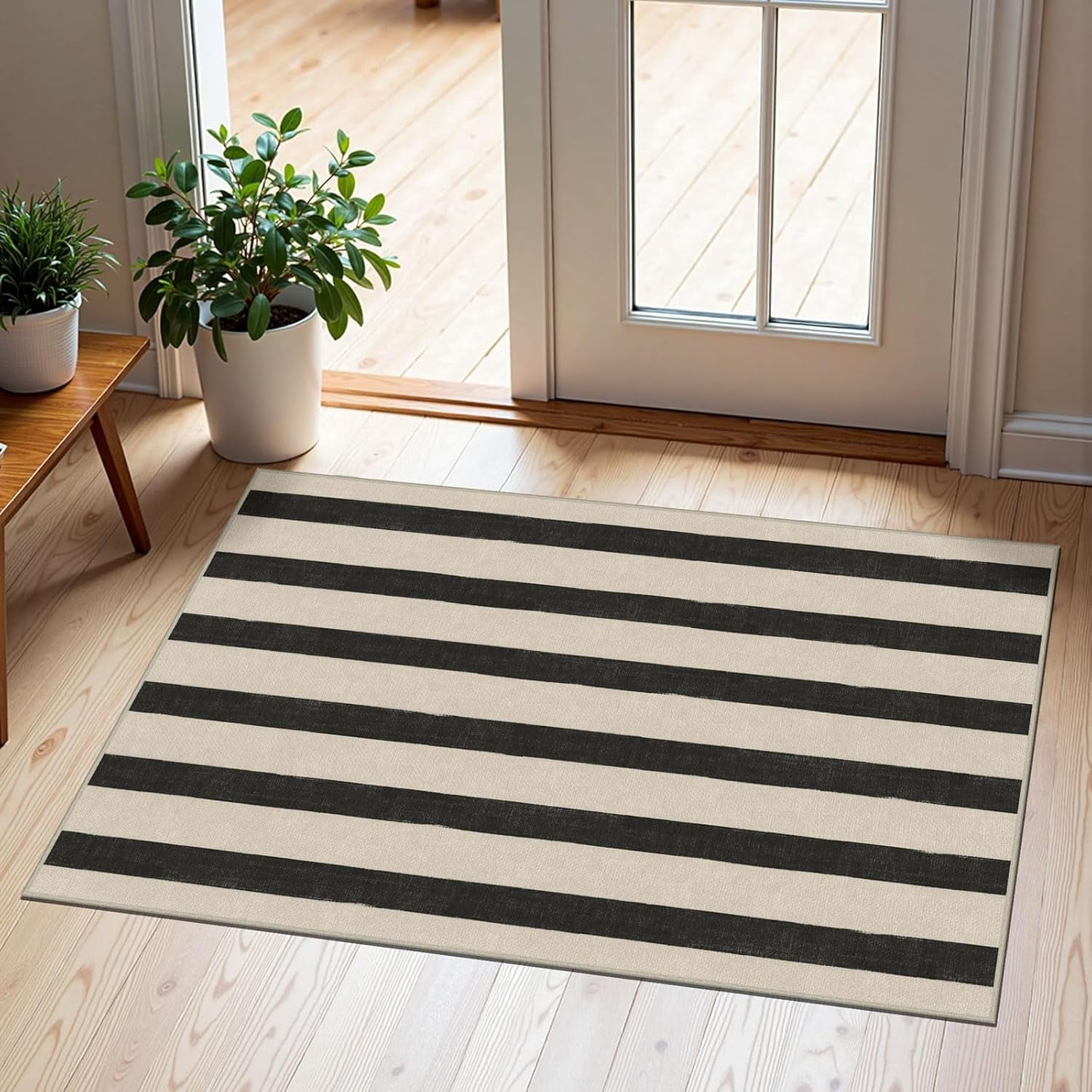 Christmas 3x5 Entry Rug - Small Washable Indoor Outdoor Mats for Front Door Non-Slip Porch Rug Holiday Tartan Plaid Throw Rugs for Living Room Bedroom Entryway Kitchen Office Porch Decor