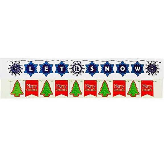 Christmas 4' Hot Stamped Banner - Christmas Tree/Merry Christmas & Snowflake/"Let It Snow" Designs (2 Banners)