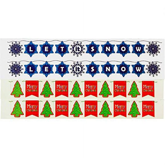 Christmas 4' Hot Stamped Banner - Christmas Tree/Merry Christmas & Snowflake/"Let It Snow" Designs (4 Banners)