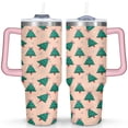 thumbnail image 1 of Christmas 40 OZ Tumbler with Handle Rust Resistant Travel Coffee Mugs Orange Background and Green Bow-tie Pine Tree Cafe Tumblers for Holiday Accessories Tumbler for Daughter Son, 1 of 6