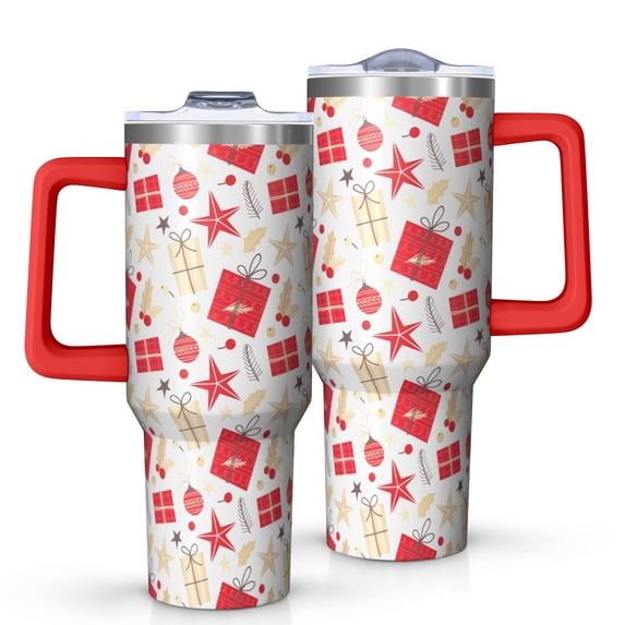 Christmas 40oz Stainless Steel Insulated Tumbler with Handle and Straw
