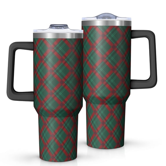 Christmas 40oz Tumbler– Stainless Steel Insulated Tumbler with Handle and Straw, Large Capacity Travel Cup for Hot & Cold Drinks