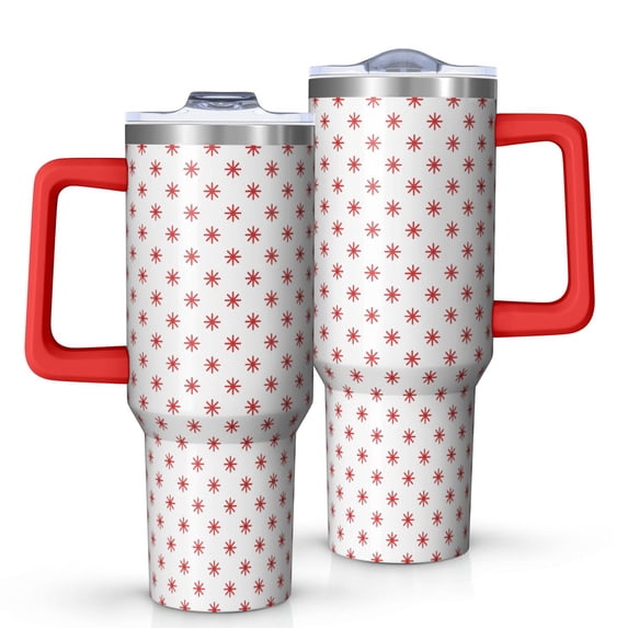 Christmas 40oz Tumbler– Stainless Steel Insulated Tumbler with Handle and Straw, Large Capacity Travel Cup for Hot & Cold Drinks