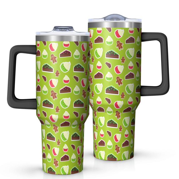 Christmas 40oz Tumbler– Stainless Steel Insulated Tumbler with Handle and Straw, Large Capacity Travel Cup for Hot & Cold Drinks