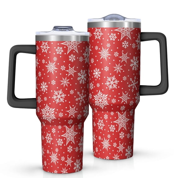 Christmas 40oz Tumbler– Stainless Steel Insulated Tumbler with Handle and Straw, Large Capacity Travel Cup for Hot & Cold Drinks