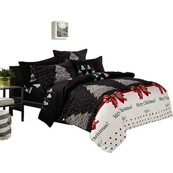 Christmas 5-Piece Microfiber Bedding Set: Duvet Cover and Pillow Shams (King)