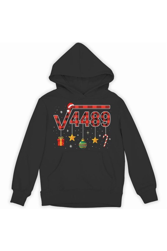 Christmas 6 7 Six Seven Meme Square Root 4489 Funny Plaid Holiday Slang Gift Hoodie, for men & women, up to size 5XL