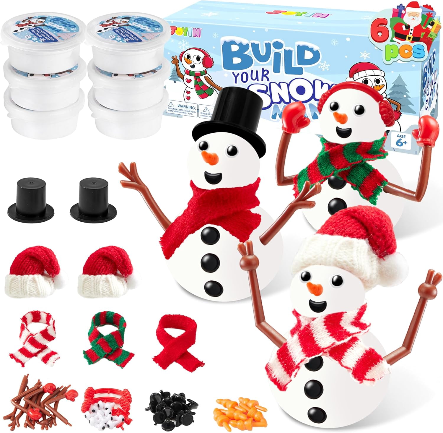 Christmas 6 Packs Build a Snowman Craft Kit, Modeling Clay DIY Make a Snowman Kit