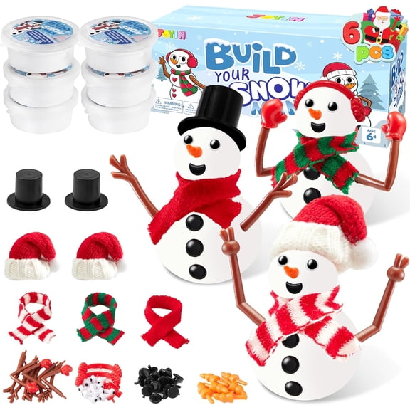 Christmas 6 Packs Build a Snowman Craft Kit, Modeling Clay DIY Make a Snowman Kit