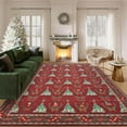 thumbnail image 1 of Christmas 6' x 9' Area Rug Washable, Non Slip Low Pile Christmas Tree & Floral Pattern Accent Carpet, Non Shedding Xmas Rugs for Living Room, Bedroom, Dining Room, Home Decor, Red, 1 of 9