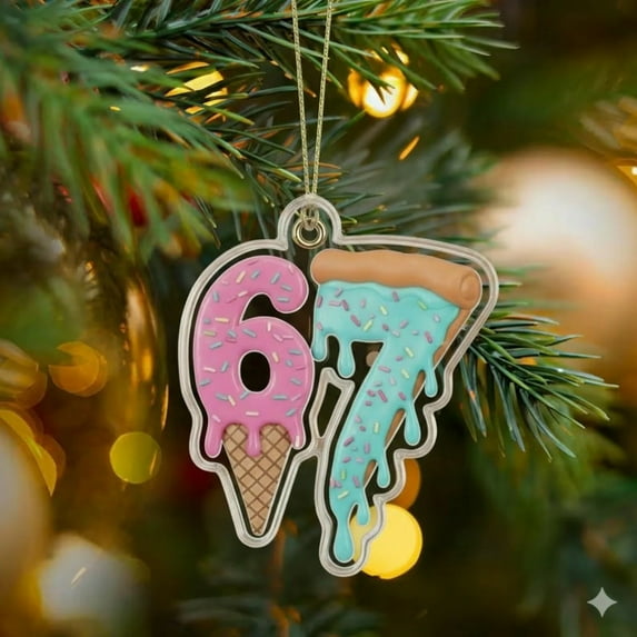 Christmas 67 Acrylic Ornament, Six Seven Funny Christmas TreeOrnament, 67 Christmas Ornament, Multi-Purpose for Xmas Holiday & Birthday Decorations, for Humor Lovers and Gift Givers J