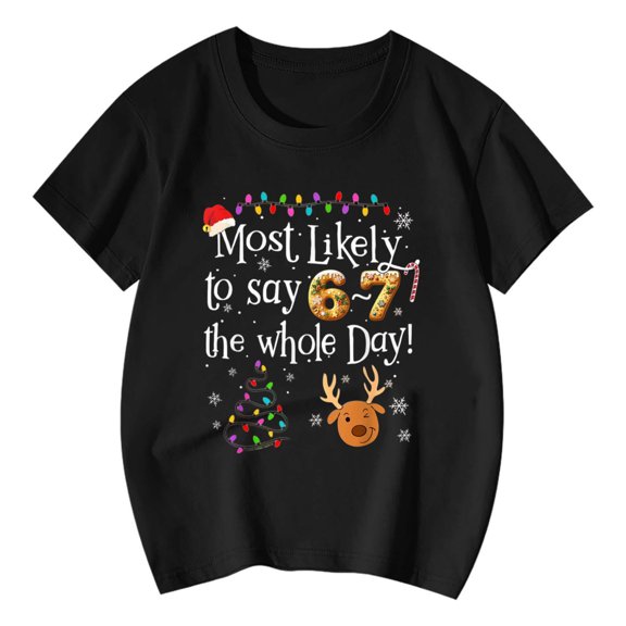 Christmas 67 Funny Boy Girl Kids 6 7 Letter Print T Shirt Tee Tops