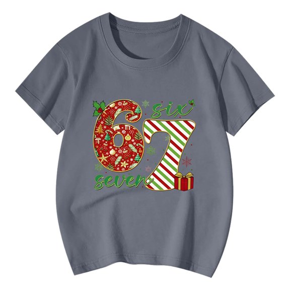 Christmas 67 Funny Boy Girl Kids 6 7 Letter Print T Shirt Tee Tops