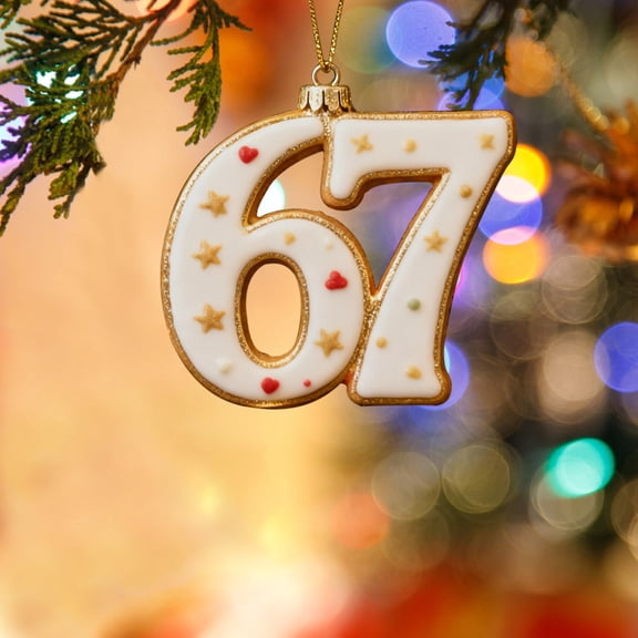Christmas 67 Ornaments,Christmas Six Seven Ornament,Funny 2D Acrylic 6 7 Christ Mas Tree Ornament,Handmade Six Seven Decorations for Teen Girls