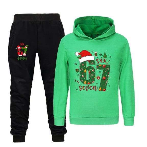 Christmas 67 Shirts And Pants Outfit Set For Kids Six Seven Meme Print Kids Hoodie And Pants For Boys Outfit Warm Tracksuit Playwear 2 Piece With Cozy Pullover And Joggers For Toddler And Youth