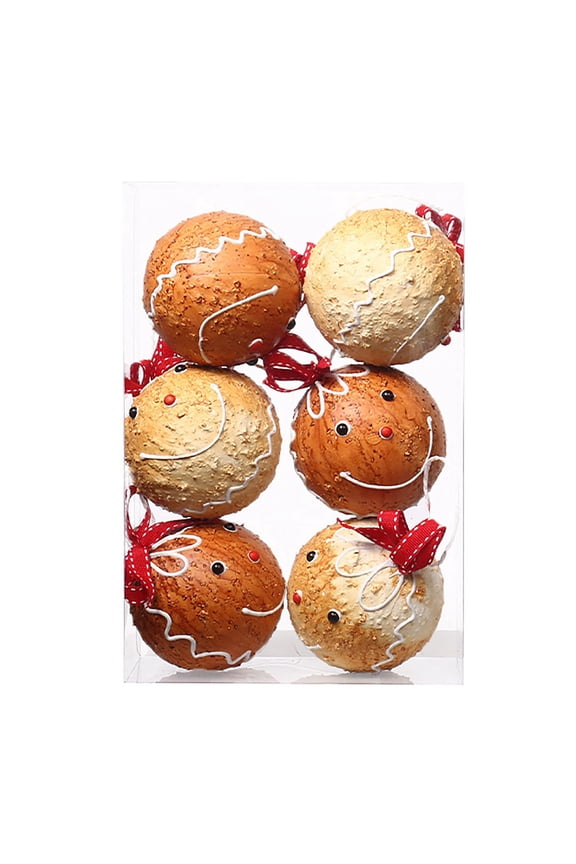 Christmas 6pcs 3.1in Colorful Gingerbread Man Christmas Ornaments Balls Christmas Tree Ornaments Hanging Ball Decoration Pendant for Xmas