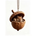 thumbnail image 1 of Christmas Acorn Shaped Animal Ornament 2D Hanging Pendant Woodland Tree Decor Random Cord Design B, 1 of 5