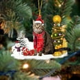 thumbnail image 1 of Christmas Acrylic Cat Ornament - Hand-Painted Lovely Kitty Pendant for Tree Decoration, Holiday Gift for Pet Lovers, Family Party Decor, 1 of 4