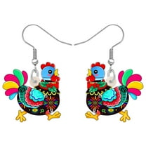 Christmas Acrylic Cute Colorful Hen Earrings Cartoon Chicken Dangle Jewelry Charms  For Women Gift