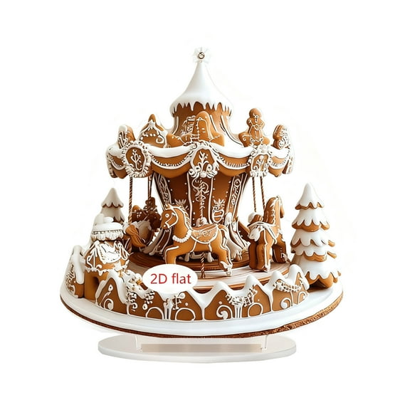 Christmas Acrylic Decor 2D Themed Carousel And Castle Ornaments For Festive Home Display