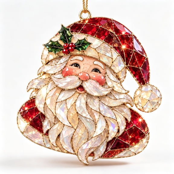 Christmas Acrylic Hanging Ornament with Santa Design, Flat Printed Tree Decor for Seasonal Home Displays and Holiday Party Decoration
