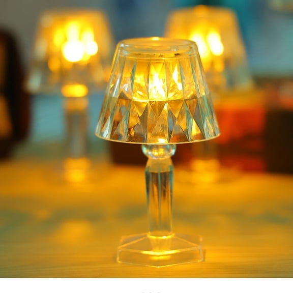 Christmas Acrylic Mini Crystal Lamp, Diamond Shaped LED Table Night Light, Romantic Warm White Decorative Light for Bedroom Living Room Party, Festive Tabletop Ornament for Christmas Holiday Decor