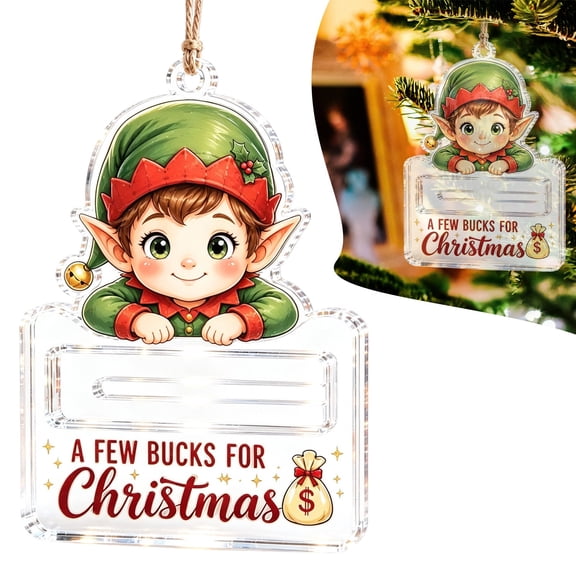 Christmas Acrylic Money Holder Ornament, Christmas Tree Hanging Cash Holder Decoration, Xmas Cash Money Clip Ornament, Money‑Keeping Acrylic Hanging Charm, Cash Holder for Christmas Tree Decor