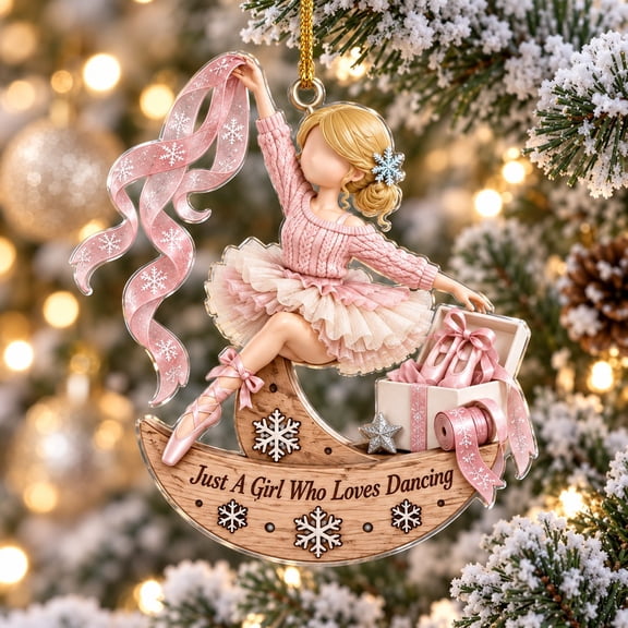 Christmas Acrylic Ornament Ballet Dancer Snowflake Ribbon Tree Hanging Dance Lover Gift
