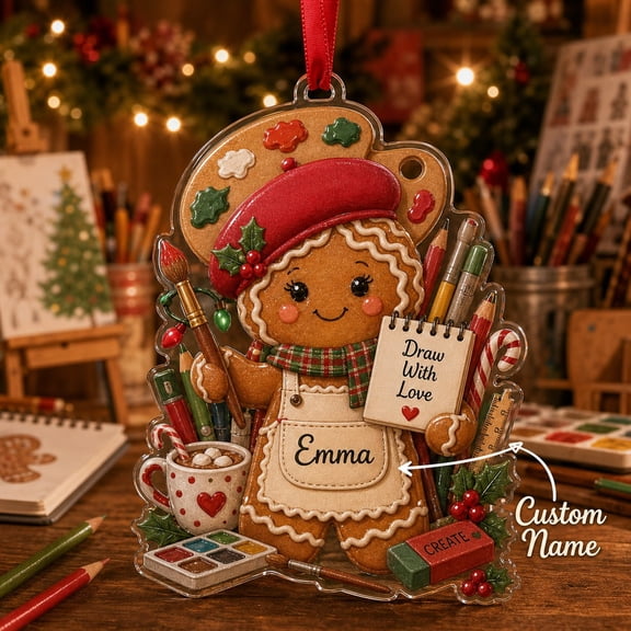 Christmas Acrylic Ornament Drawing Gingerbread Acrylic Tree Hanging for Artists
