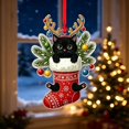 thumbnail image 1 of Christmas Acrylic Ornament, Flat Christmas Stocking Decoration, Clear Hanging Pendant, Cute Tree Ornament, Reusable Holiday Party Decor, 3.14 x 1.18 inch for Home Indoor, 1 of 7