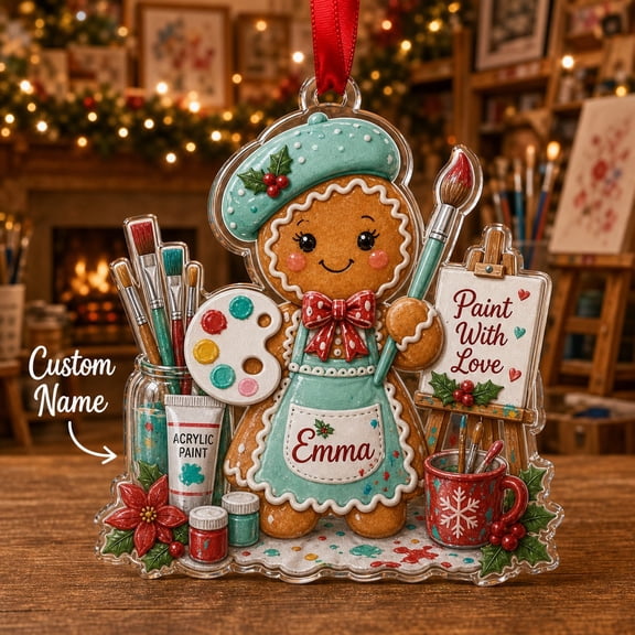 Christmas Acrylic Ornament Gingerbread Paint Party Tree Hanging for Artists