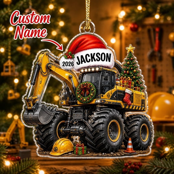 Christmas Acrylic Ornament Personalized Excavator Acrylic Tree Hanging for Construction Lovers