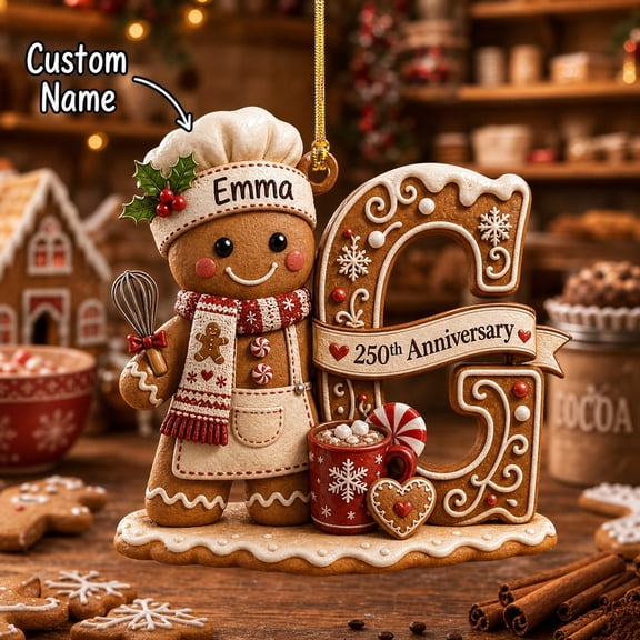 Christmas Acrylic Ornament Personalized Gingerbread Baker Letter G for Tree Hanging Anniversary Gift